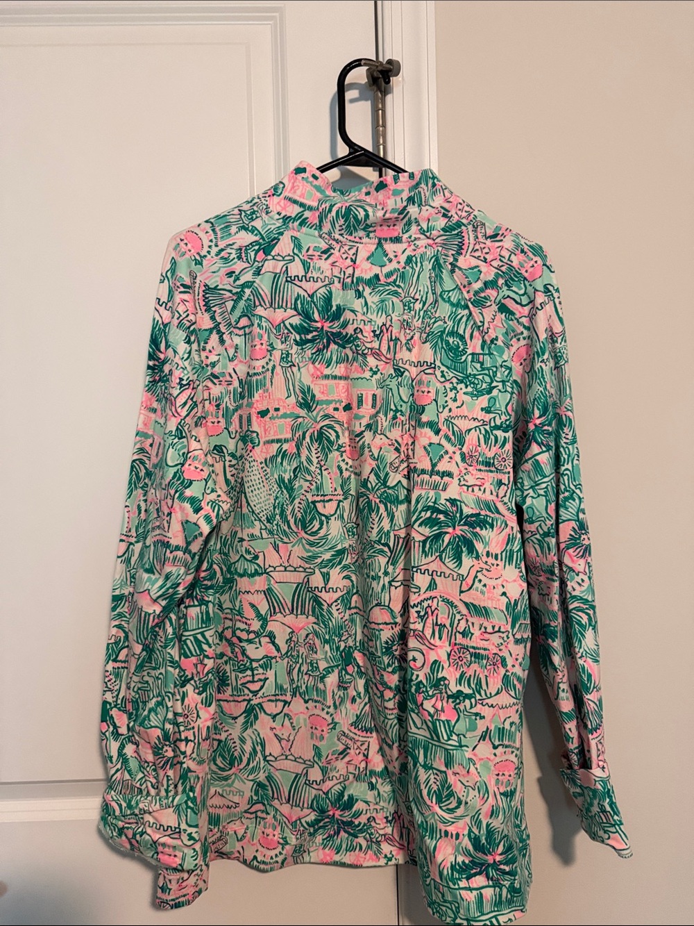 Lilly Pulitzer Pink and Teal Tropical Zip Popover - Picture 3 of 3